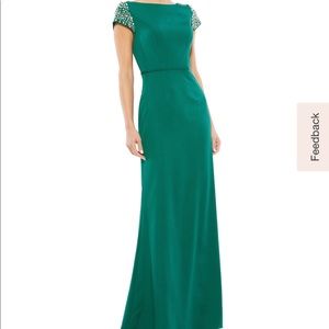 Mac Duggal Beaded Cap Sleeve Bateau Column Dress Size 14 worn once